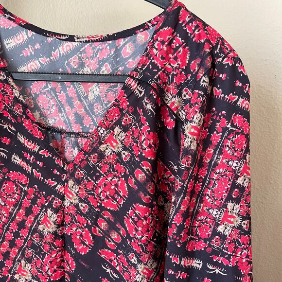 Silk Boho Red Black Gold Floaty Top Statement Festival Piece - Picture 2 of 13